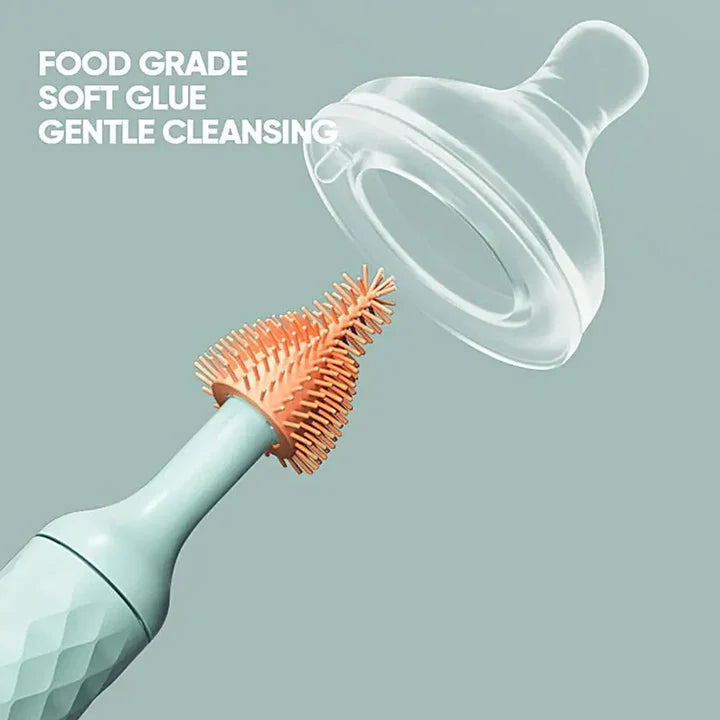 Electric Silicone Bottle Brush – 360° Rotating Cleaning Brush Set for Baby Bottles, Pacifiers, and Cups