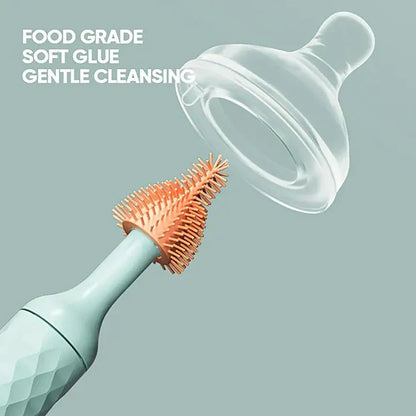 Electric Silicone Bottle Brush – 360° Rotating Cleaning Brush Set for Baby Bottles, Pacifiers, and Cups