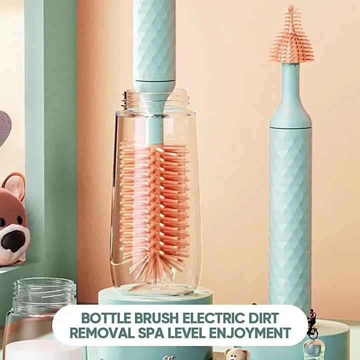Electric Silicone Bottle Brush – 360° Rotating Cleaning Brush Set for Baby Bottles, Pacifiers, and Cups