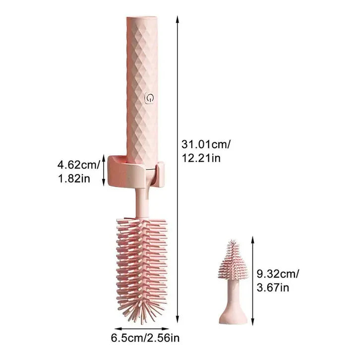 Electric Silicone Bottle Brush – 360° Rotating Cleaning Brush Set for Baby Bottles, Pacifiers, and Cups