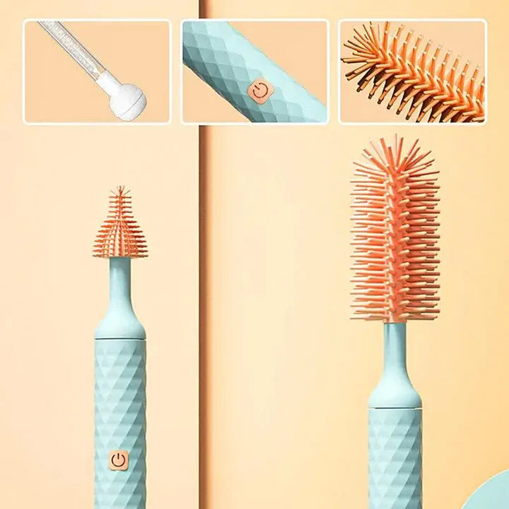 Electric Silicone Bottle Brush – 360° Rotating Cleaning Brush Set for Baby Bottles, Pacifiers, and Cups